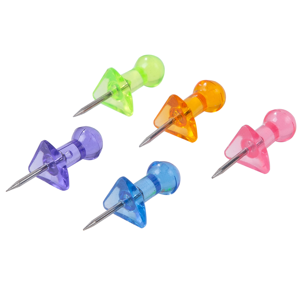 Иглы-кнопки Deli "Пешки", 100 шт, прозрачный, ассорти