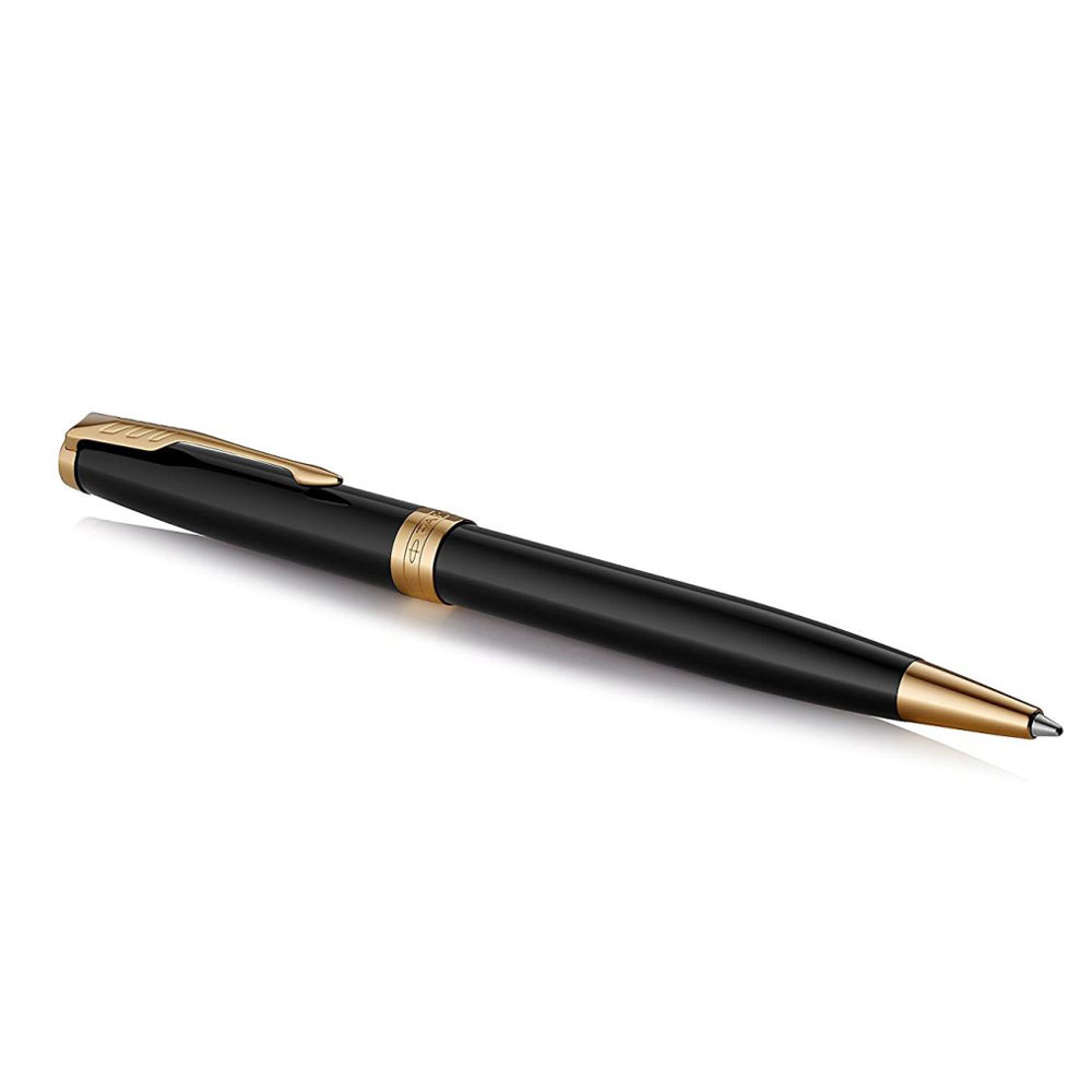 Ручка шариковая автоматическая Parker "Sonnet Lacquer Deep Black GT", 0.7 мм, черный, золотистый, стерж. черный - 2