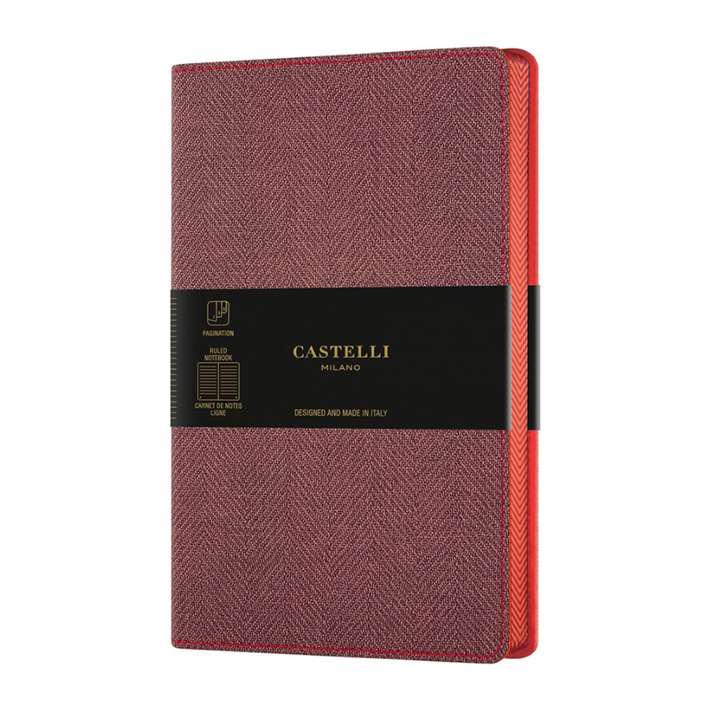 Блокнот Castelli Milano "Harris Red", A5, 120 листов, линейка, бордовый