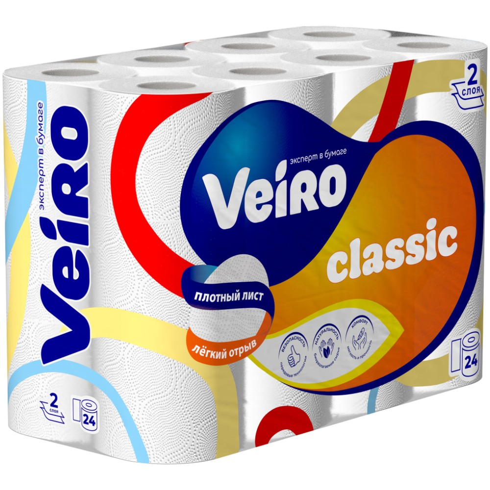 Бумага туалетная "Veiro Classic", 2 слоя, 24 рулона
