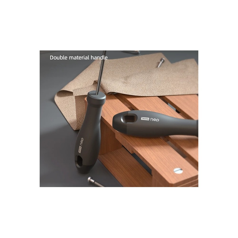 Отвертка Deli HS EHT1103, SL3х75 мм, Soft Touch, черный - 3