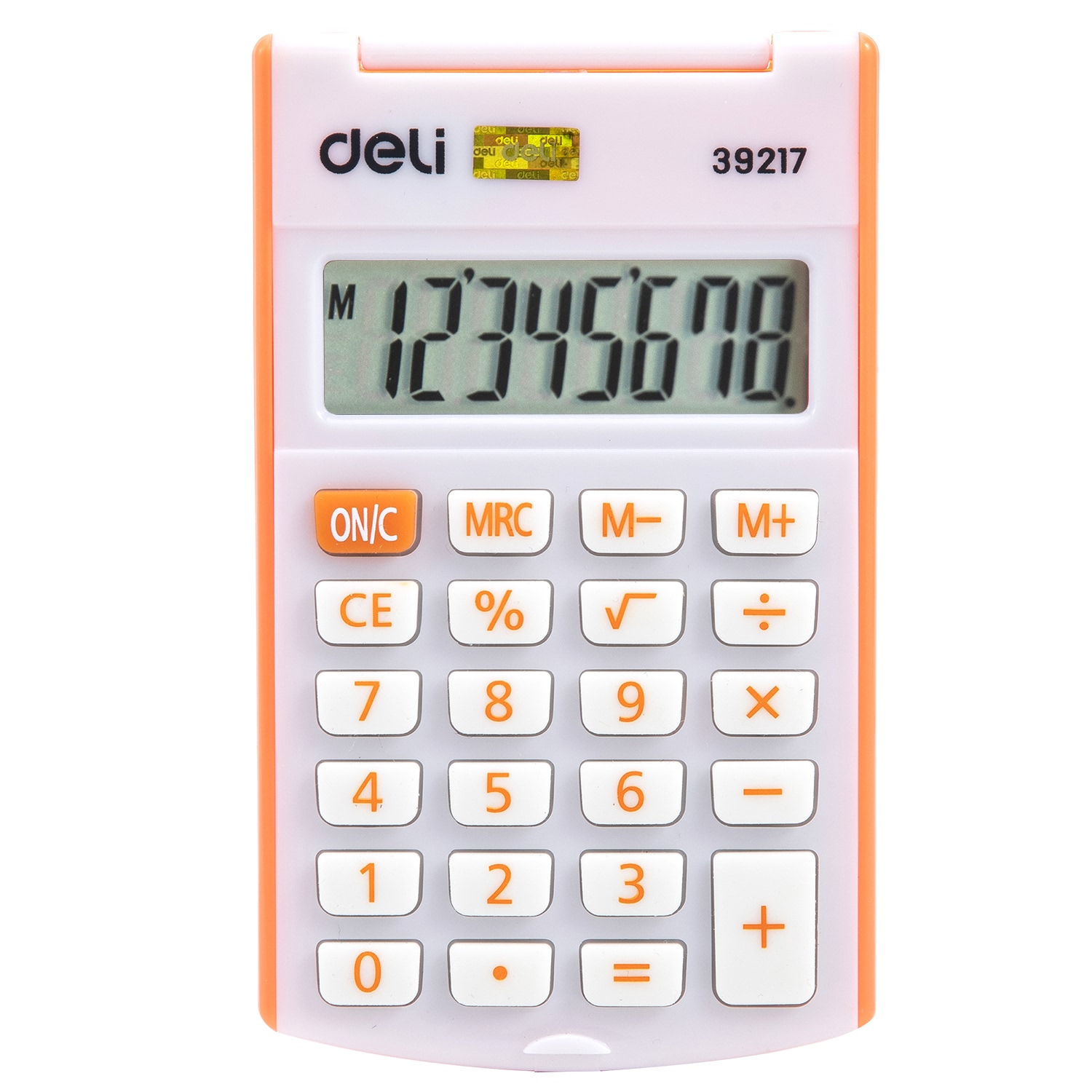  Калькулятор карманный Deli "Easy 39217", 8-ми разрядный, пластик, белый, оранжевый - 2