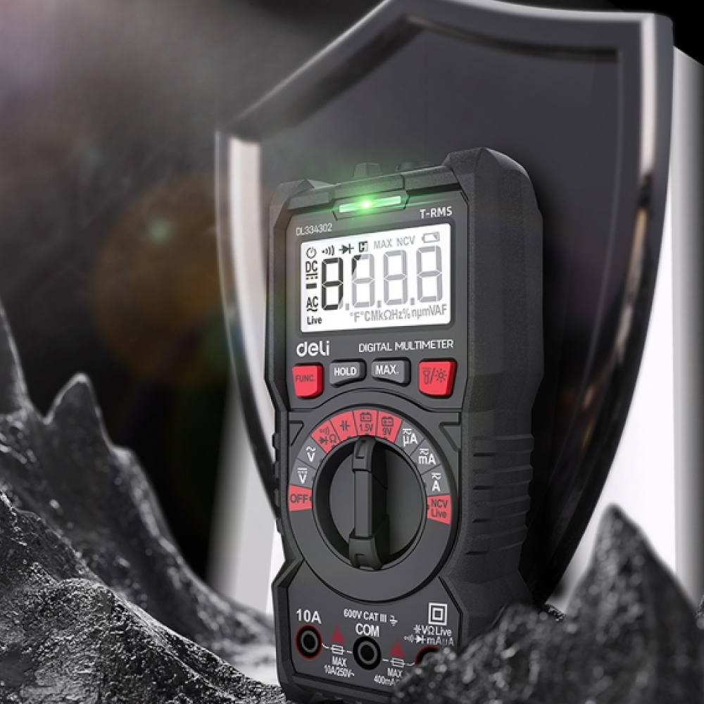 Мультиметр цифровой Deli RS EDL334302, 600В, универсальный - 4