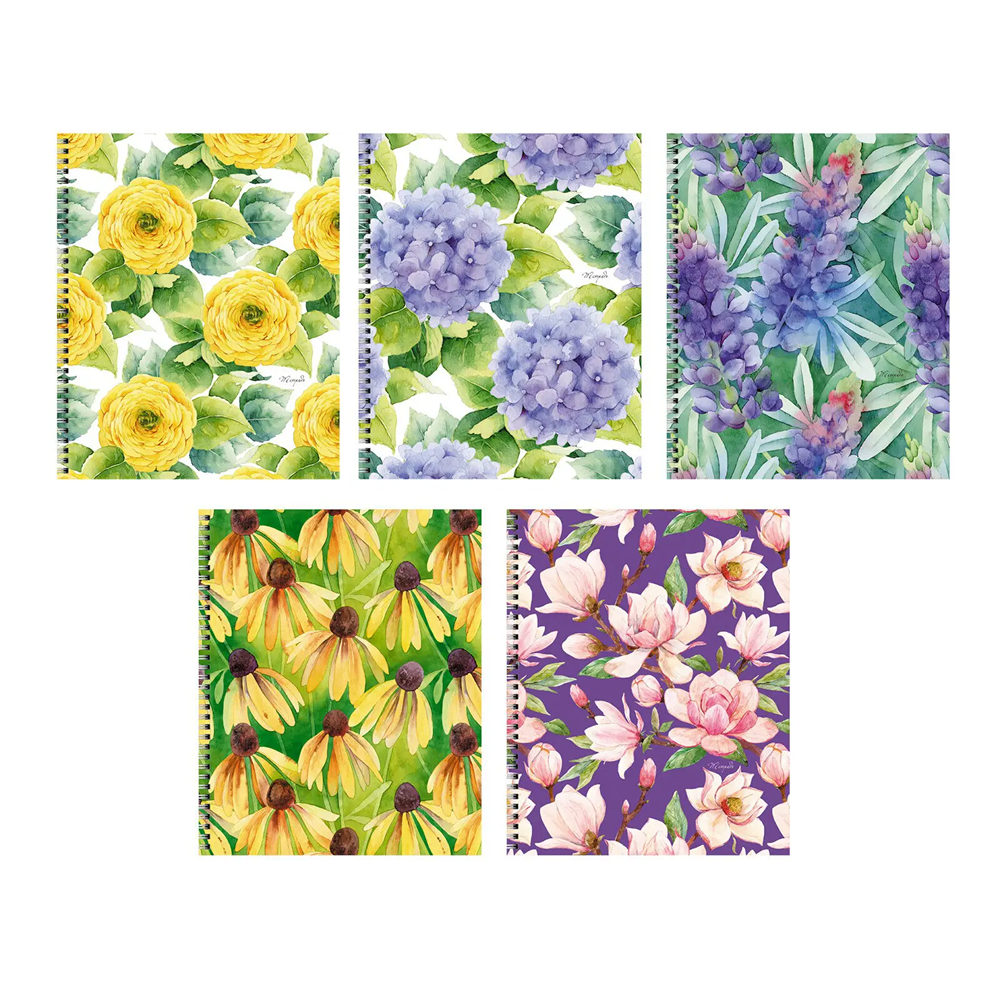 Тетрадь "Blossom", А5, 96 листов, клетка, спираль сбоку, ассорти