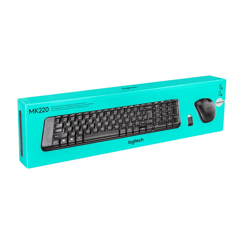 Клавиатура + мышь Logitech "MK220", беспроводная, черный - 2