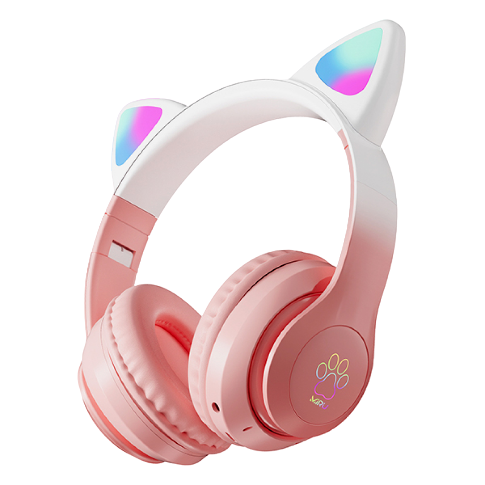 Наушники  беспроводные Miru "CAT EP-W10", Bluetooth, розовый 