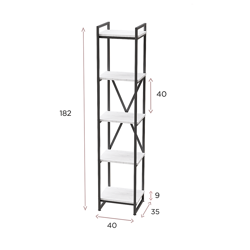 Стеллаж "Loft CH-2", 400х350х1820 мм, черный, белый крафт - 2
