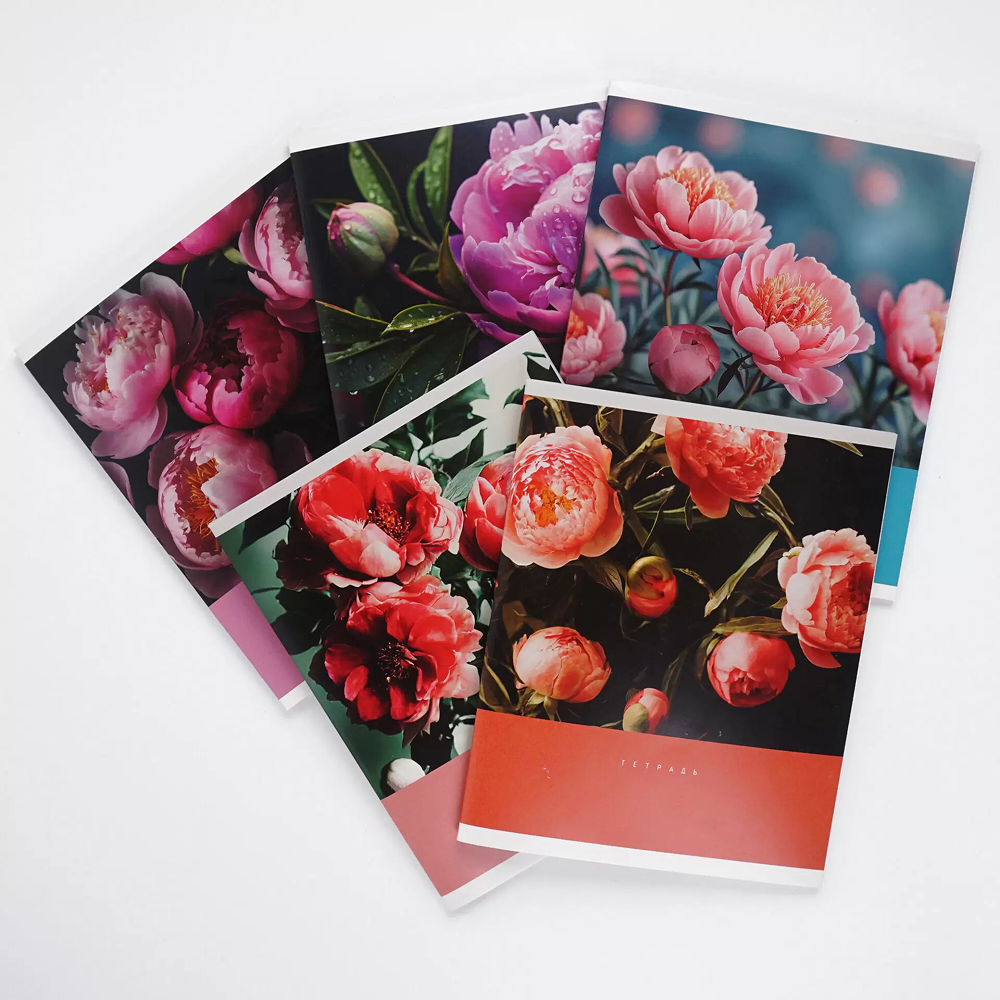 Тетрадь "Цветочный сад", А5, 48 листов, клетка, скоба сбоку, ассорти - 4