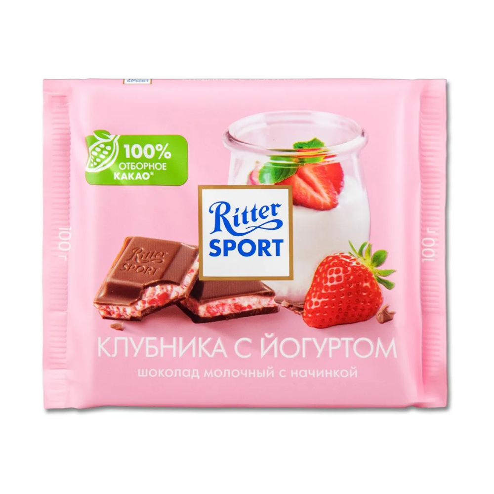 Шоколад молочный "Ritter Sport" клубника с йогуртом