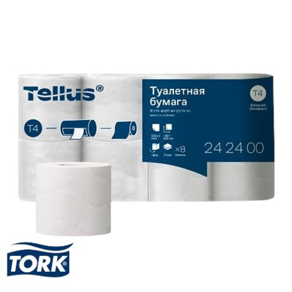 Бумага туалетная Tellus Комфорт TP4, 8 рулонов, 16 м, 3 слоя