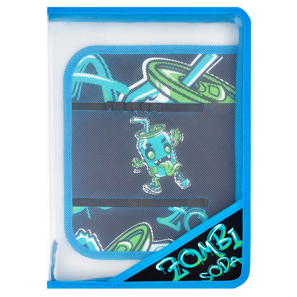 Папка для труда "Зомбо банка", А4, на молнии, голубой, черный