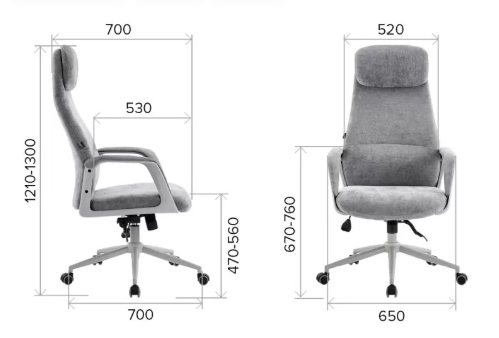 Кресло компьютерное EVERPROF Otto, Grey ткань, серый, металл, корпус серый - 9