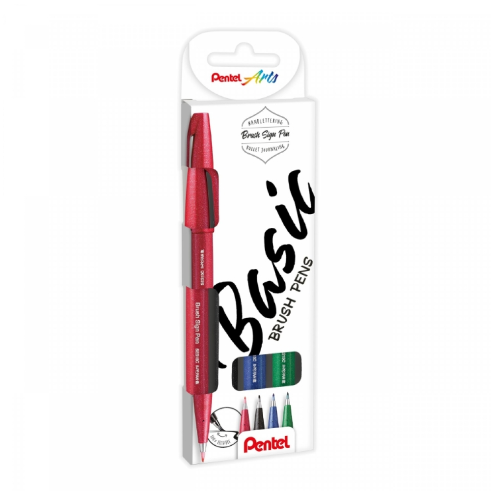 Маркер-кисть "Brush Sign pen. Basic", 4 шт