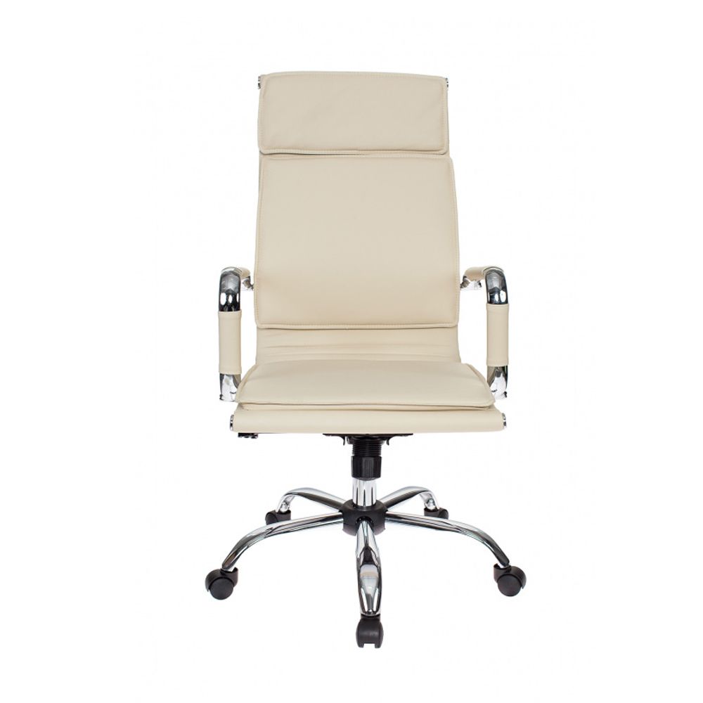 Кресло для руководителя "Бюрократ CH-993" высокая спинка, кожзам, хром, слоновая ность - 3
