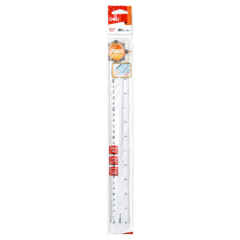 Линейка "Deli EG00312", 30 см, прозрачный