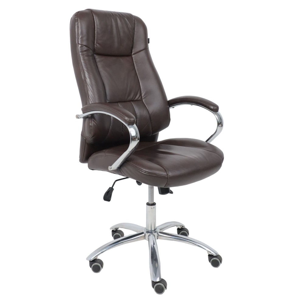 Кресло для руководителя "KING A" поворотное, хром, натуральная кожа, темно-коричневый