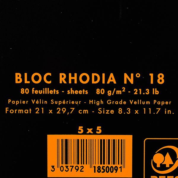 Блокнот "Rhodia" на пружине, A4, 80 листов, клетка, черный - 2