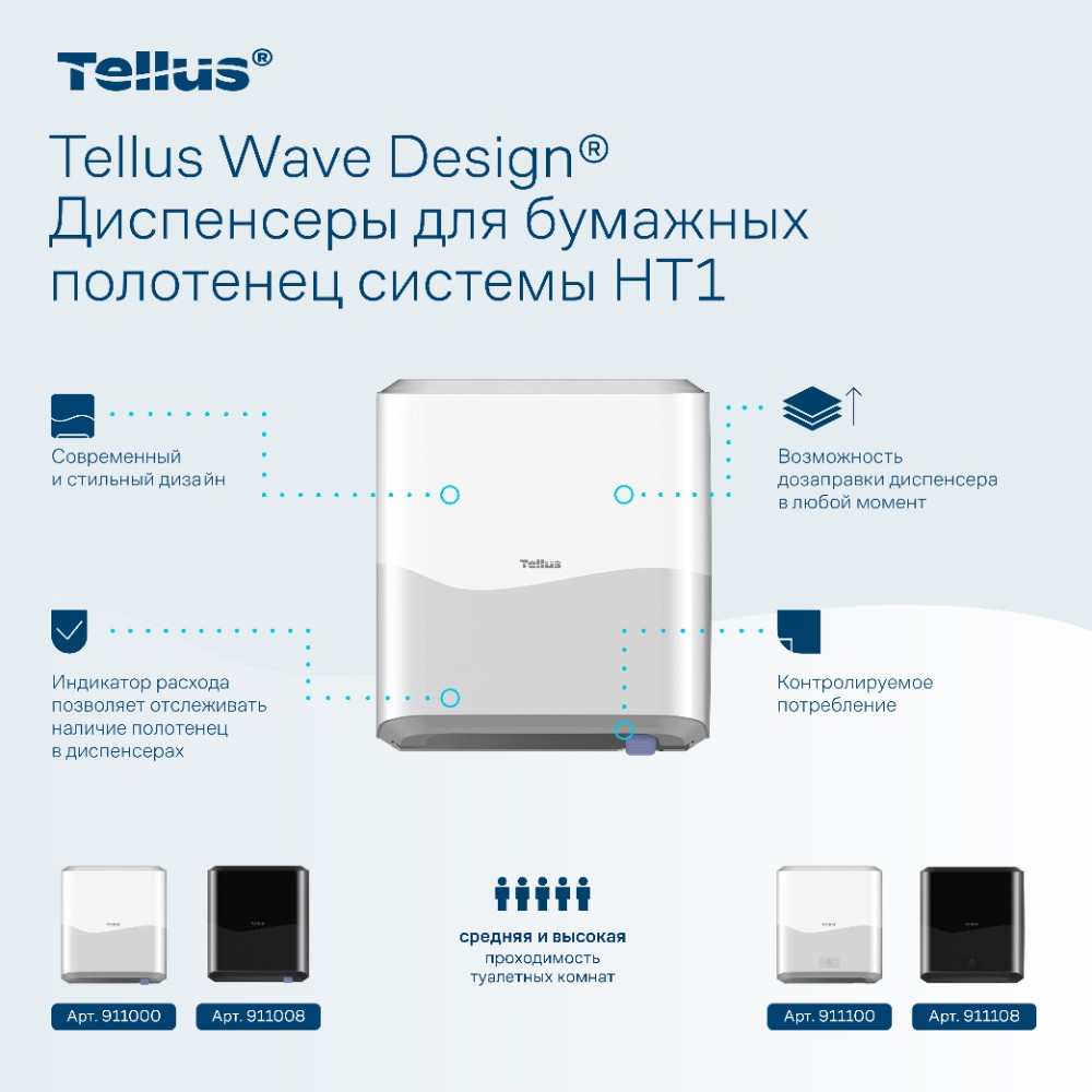 Диспенсер Tellus Matic, для полотенец в рулонах белый, HT1 - 6