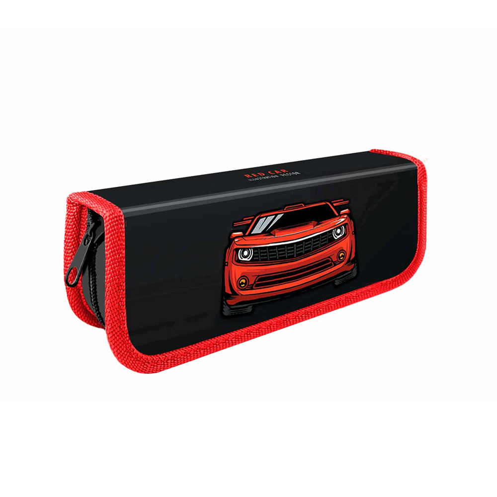 Пенал "Красное авто", 1 отделение, черный, красный