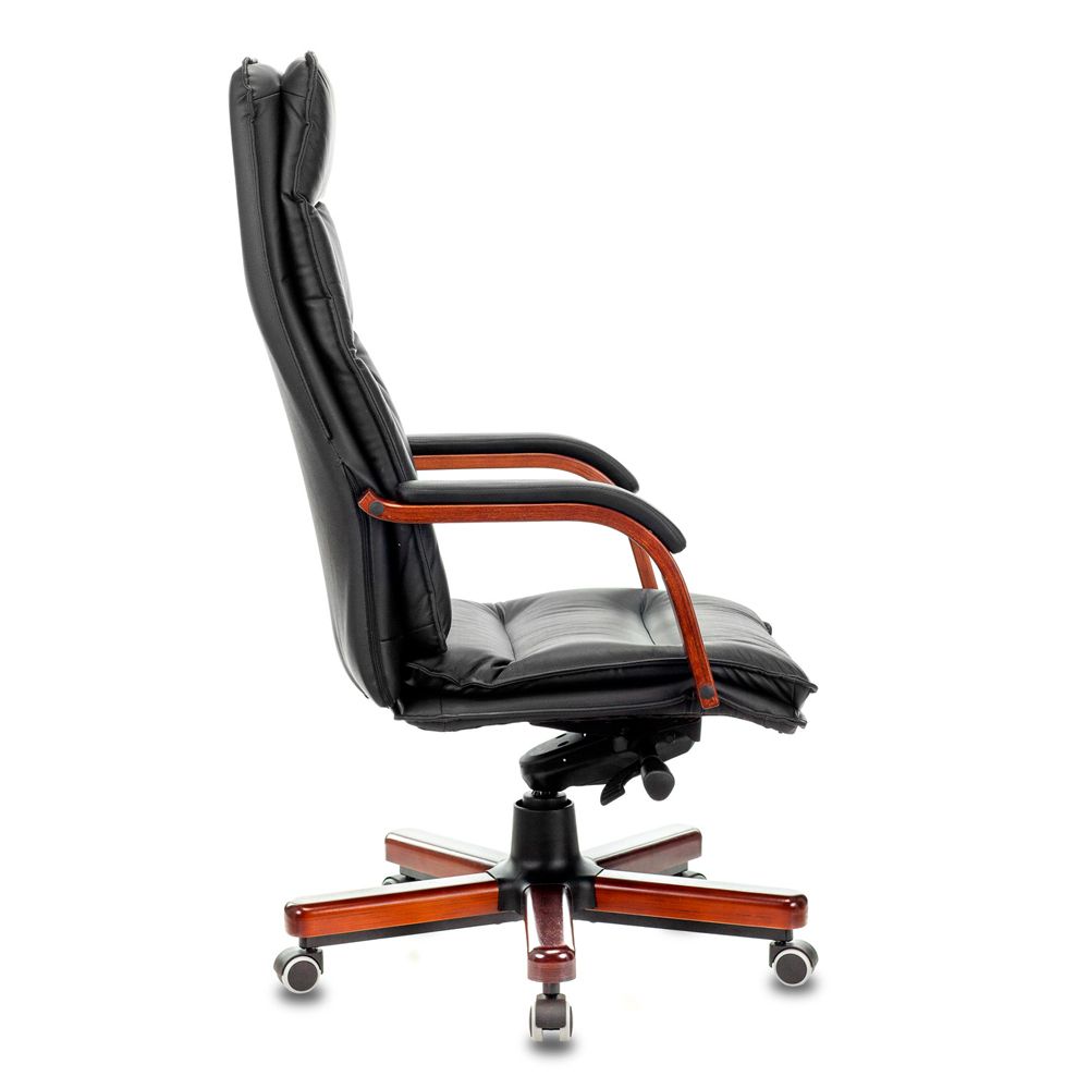 Кресло для руководителя Бюрократ "T-9927WALNUT", кожа, дерево, черный - 2