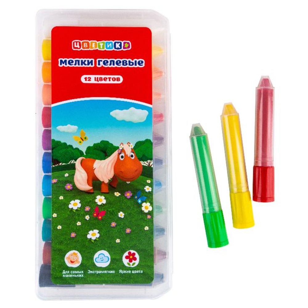Мелки гелевые "Цветик", 12 шт. 