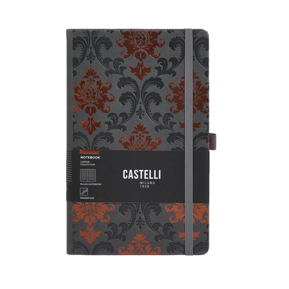 Блокнот "Copper baroqe", А5, 96 листов, черный, срез медный