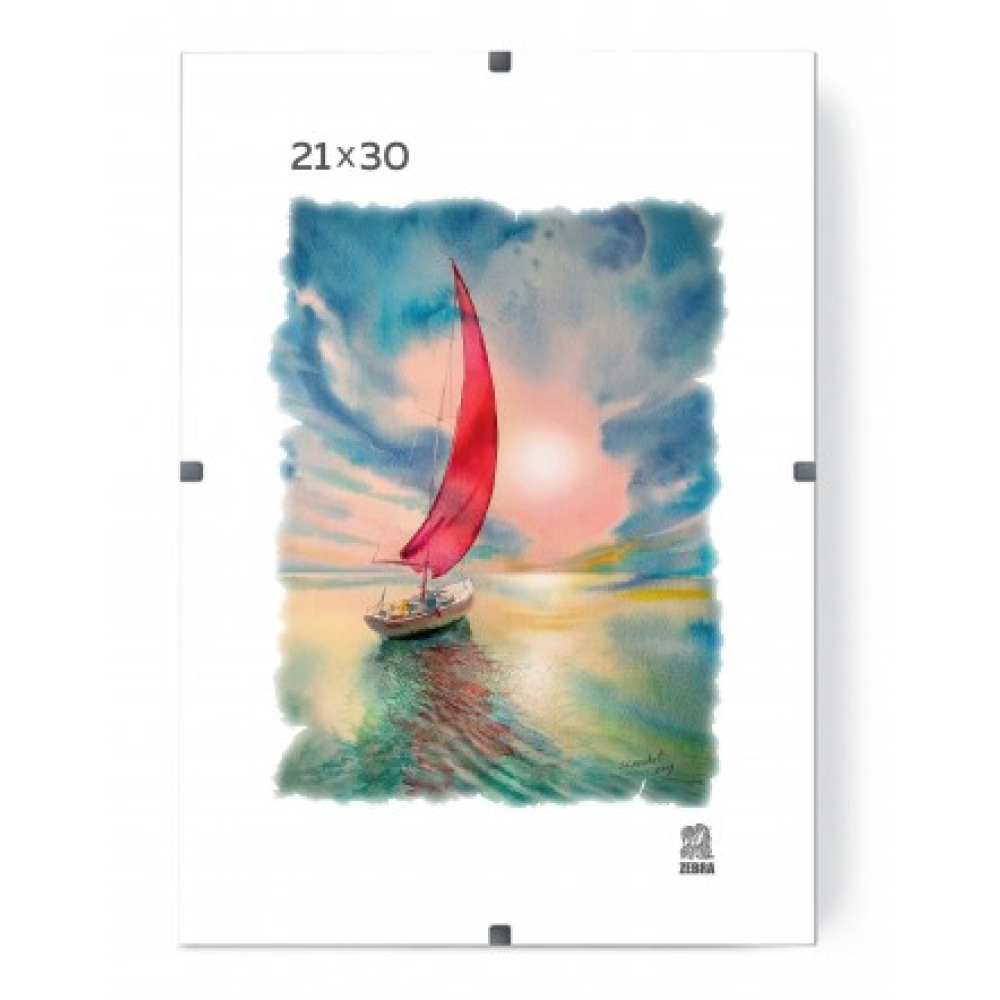 Фоторамка "ПКлип002130 Zebra", 21х30 см, клип, со стеклом, прозрачный 