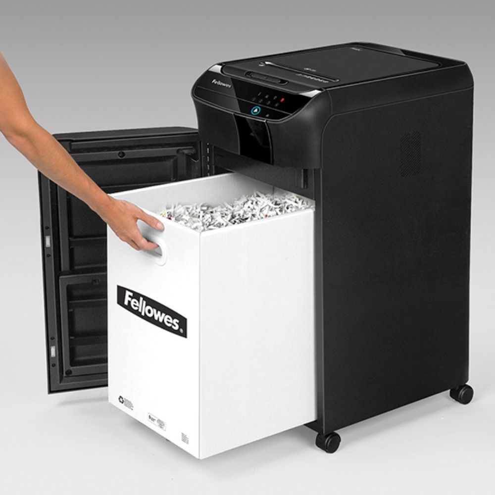 Уничтожитель Fellowes AutoMax 350C, автоподача, DIN P-4, 4х38мм, 350 листов, 68 литров, Smart Lock  - 5