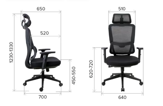 Кресло компьютерное EVERPROF Work, сетка, черный, пластик - 6