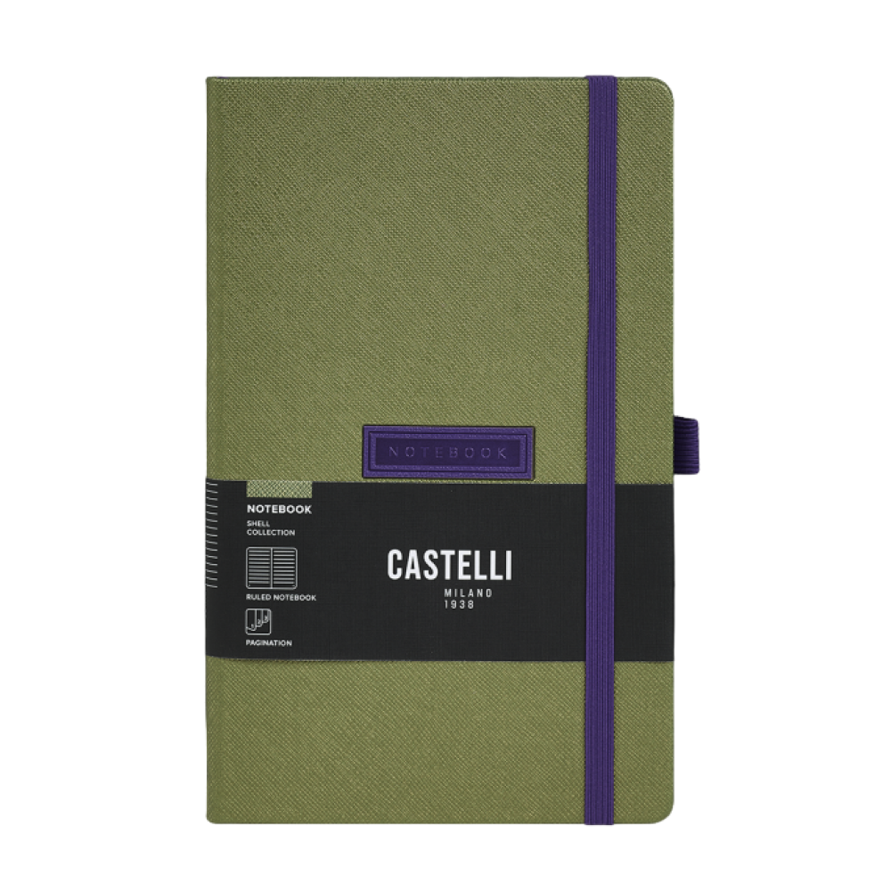 Блокнот "Shell lime", А5, 96 листов, зеленый, срез фиолетовый