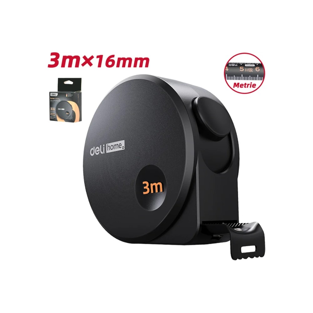 Рулетка Deli HS EHT8316, 3 м х 16 мм, Soft Touch, черный - 26