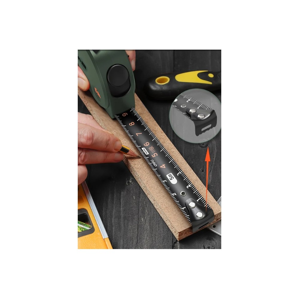 Рулетка Deli HS HT8519L, 5 м х 19 мм, Soft Touch, зеленый - 7