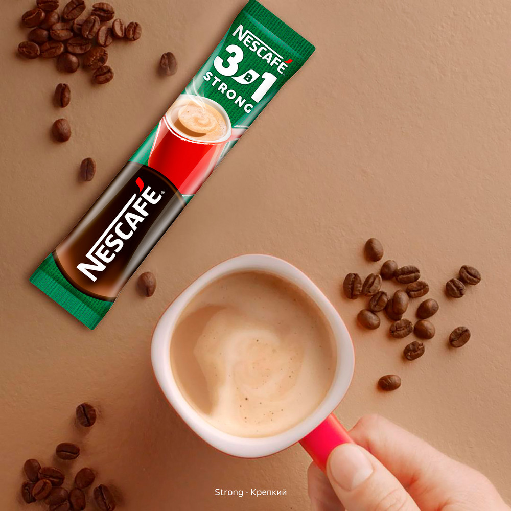 Кофейный напиток "Nescafe" 3в1 крепкий, растворимый, 14.5 г - 15