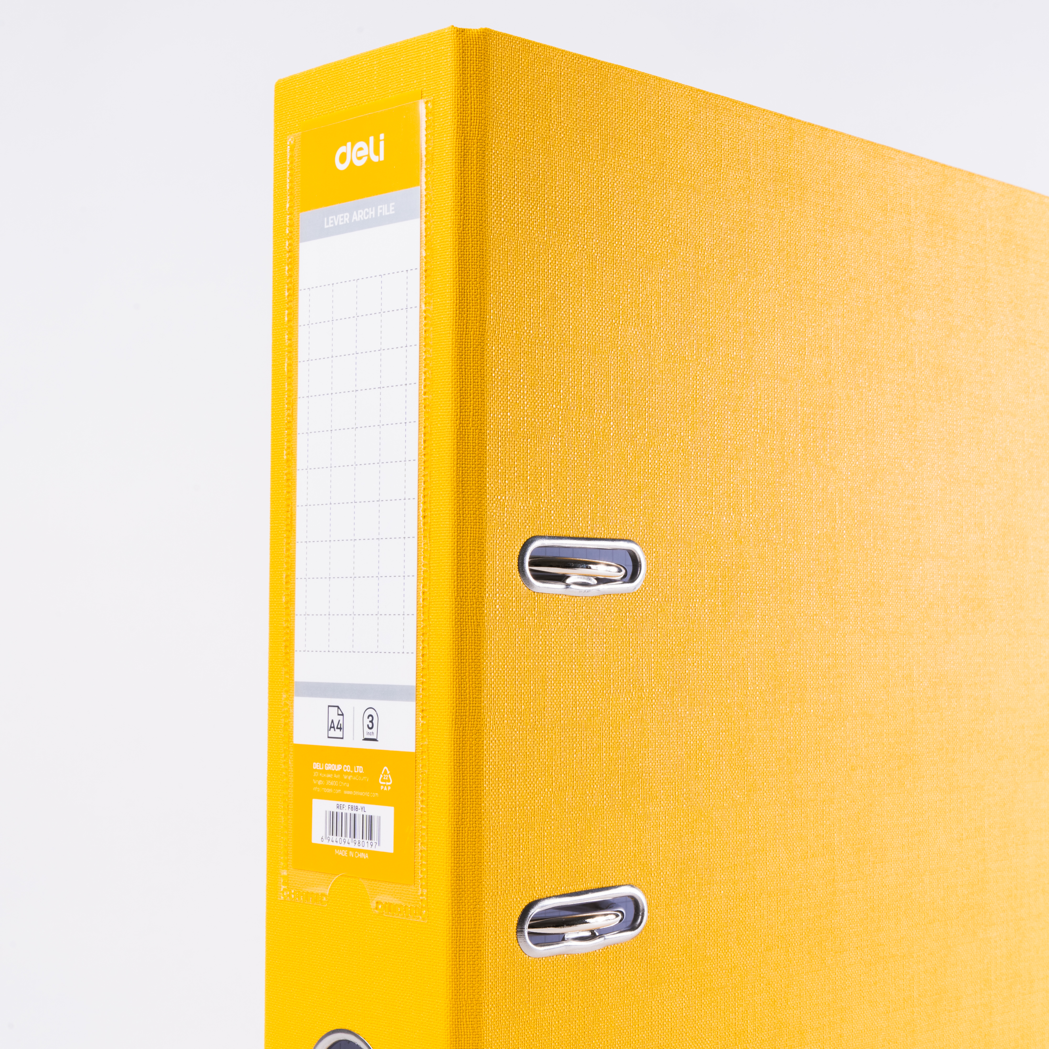 Папка-регистратор "Deli", А4, 75 мм, желтый - 2