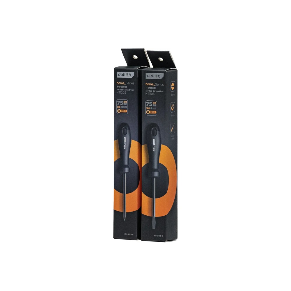 Отвертка Deli HS EHT1203, PH0х75 мм, Soft Touch, черный - 2