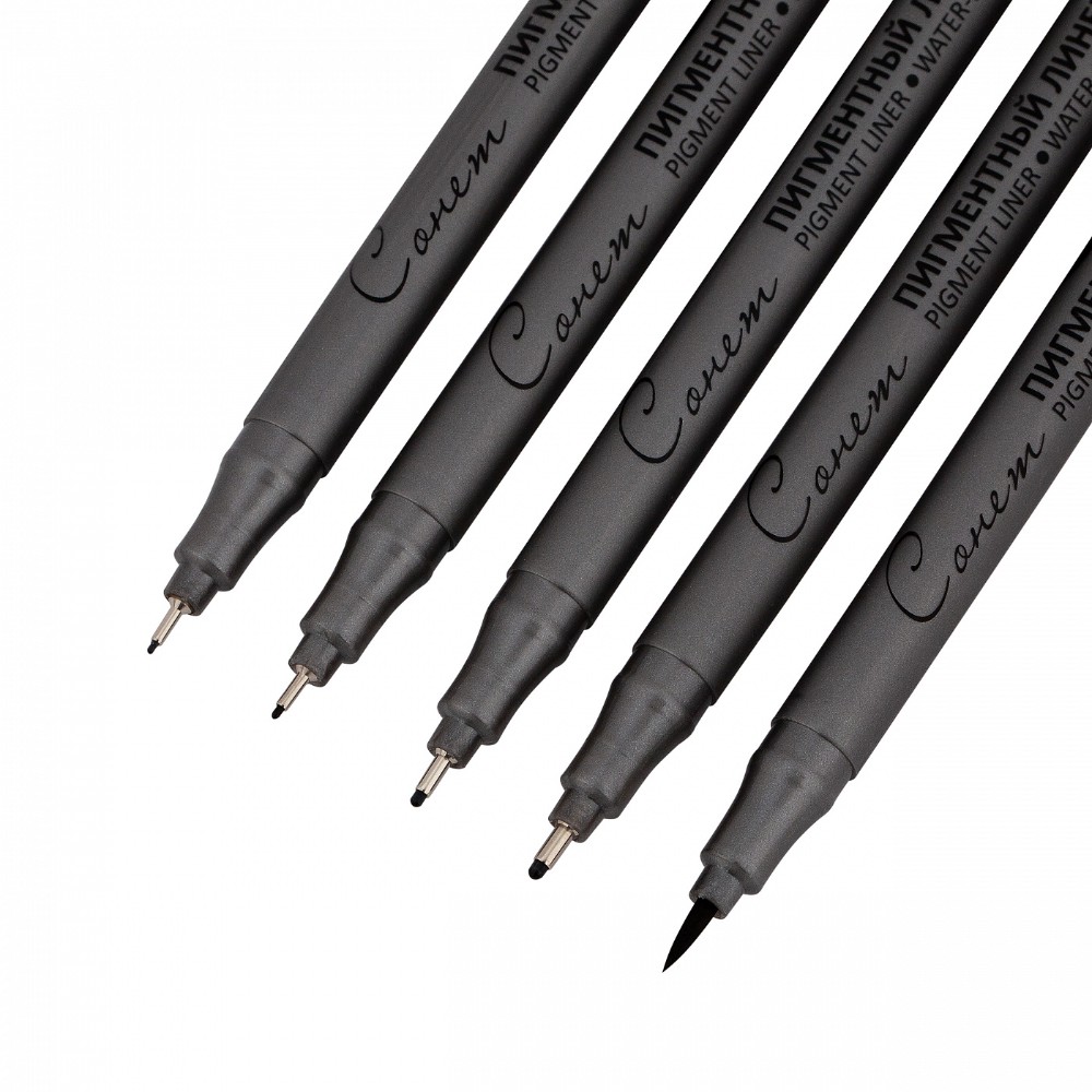 Ручка-лайнер "Сонет", 0,1-0,8 мм, набор 5 шт., черный - 3