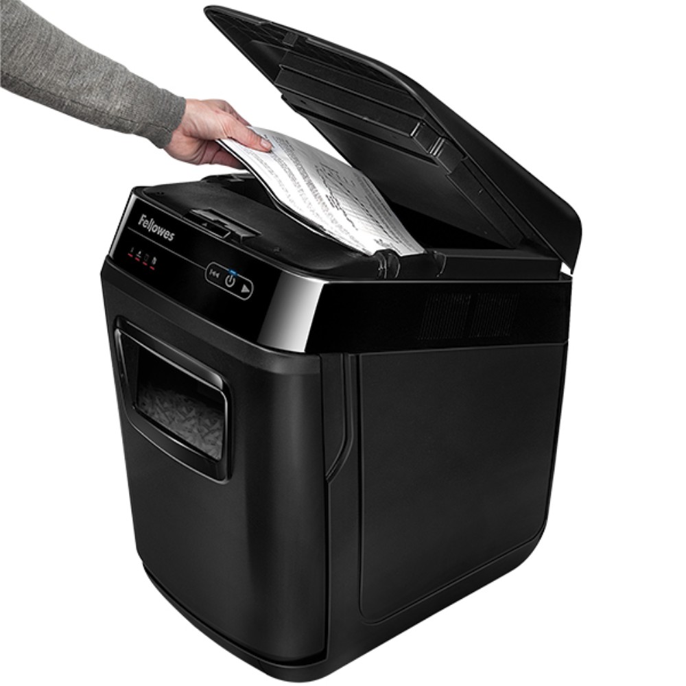 Уничтожитель Fellowes AutoMax 150C, автоподача, DIN P-4, 4х38мм, 150 листов, авто, 32 литра - 4