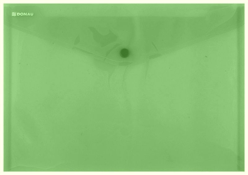Папка-конверт на кнопке "Donau", A4, зеленый прозрачный