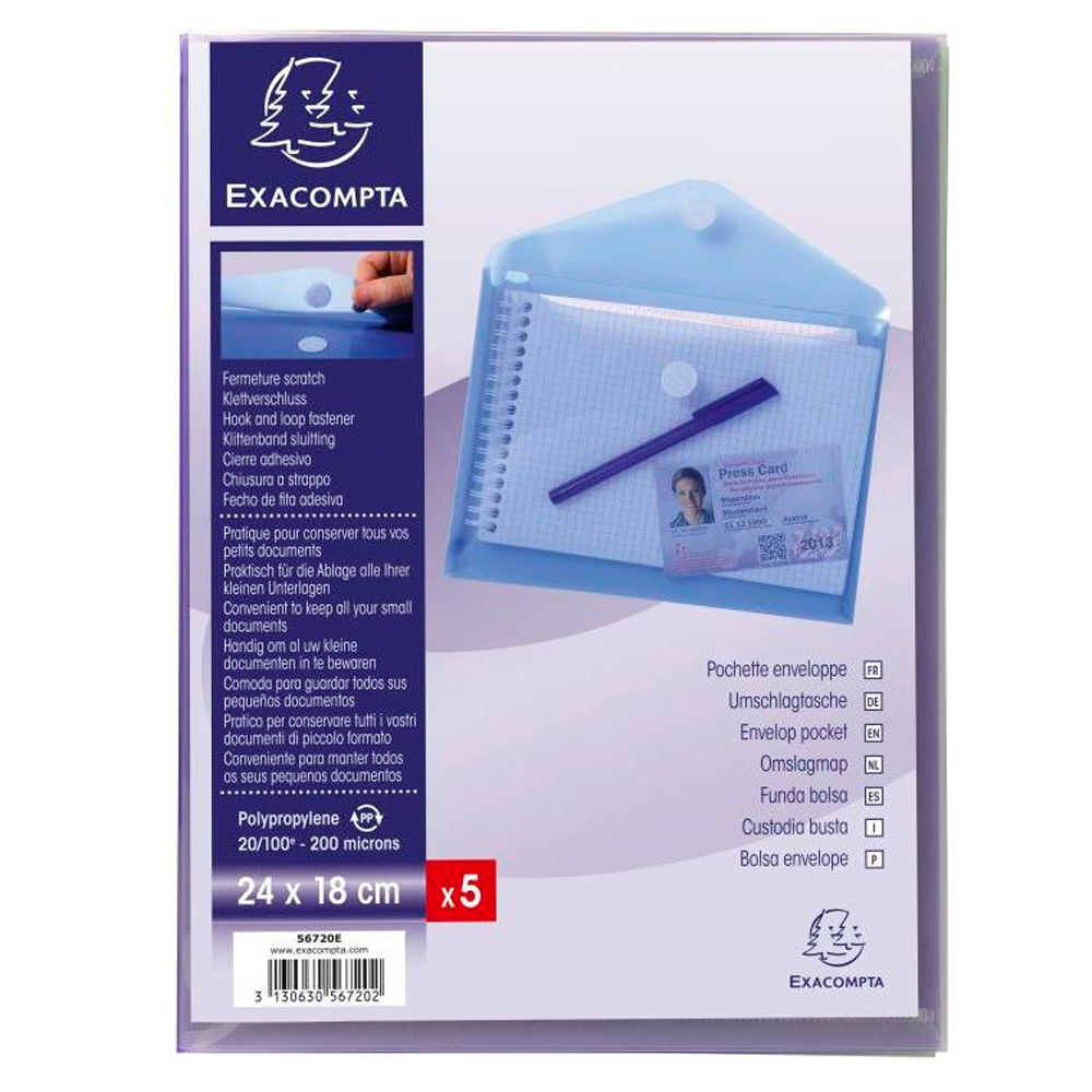 Папка-конверт на липучке "Velcro", A5, ассорти - 2