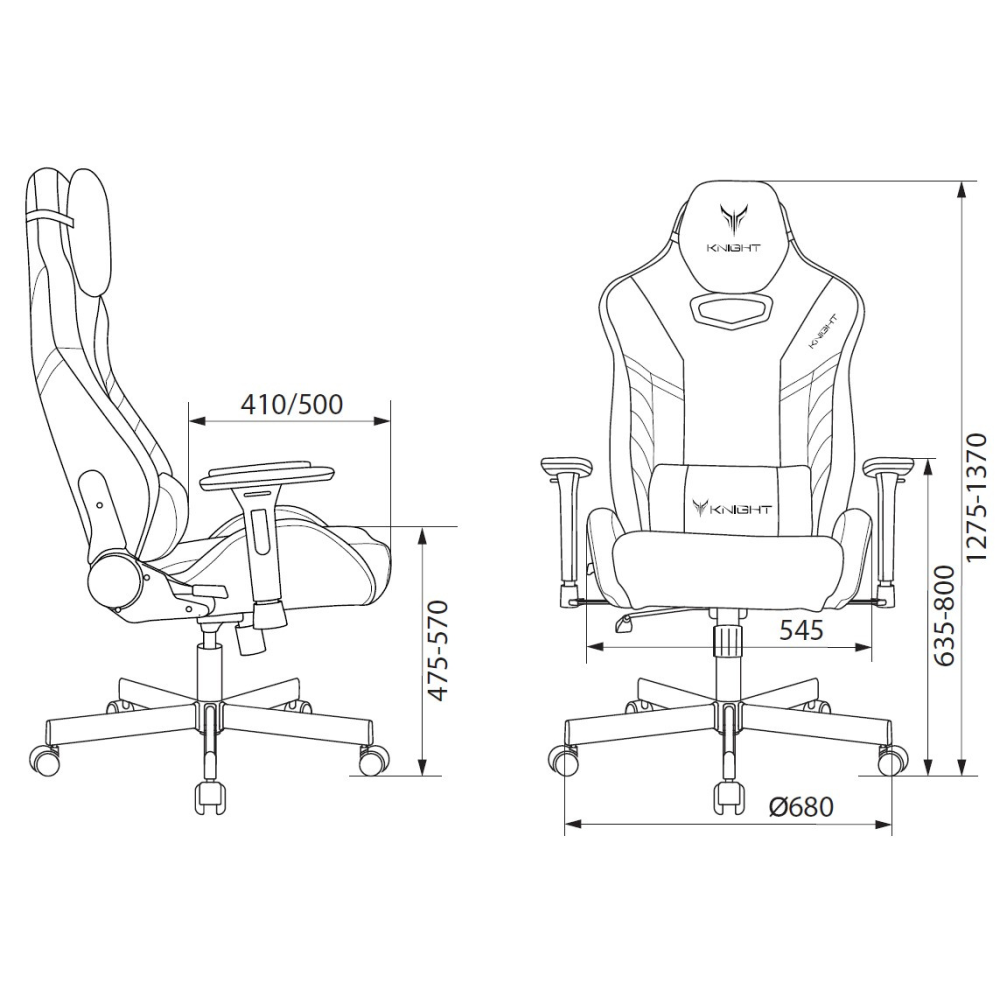 Кресло игровое Бюрократ Knight Thunder 5X экокожа, черный, крестов. металл - 13