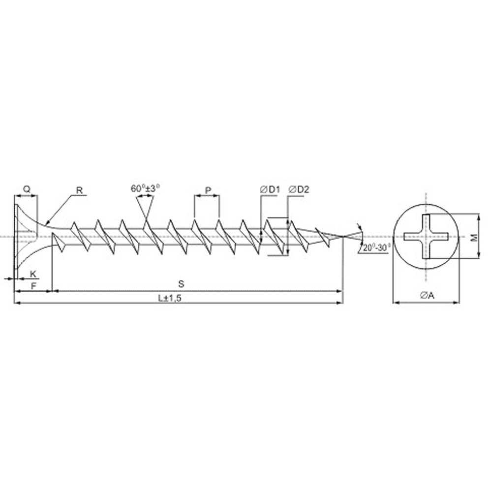 Саморез 3.5х51 мм для монтажа ГКЛ к дереву, фосфат, 500 шт.