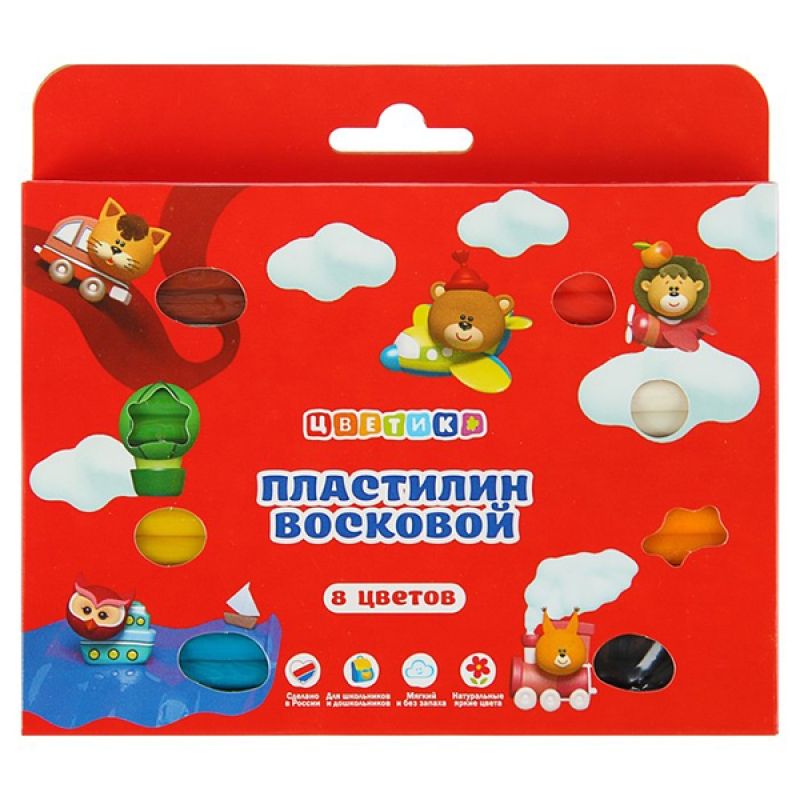 Пластилин 6 цветов набор "Цветик" восковой