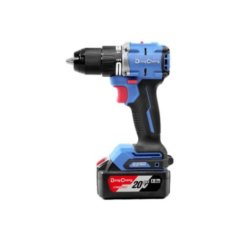 Дрель-шуруповерт "DongCheng" аккумуляторная, ударная бесщеточная 20В, 500Вт, 60Нм, аккум. 2.0Ач*2, з/у 2А, тип AM