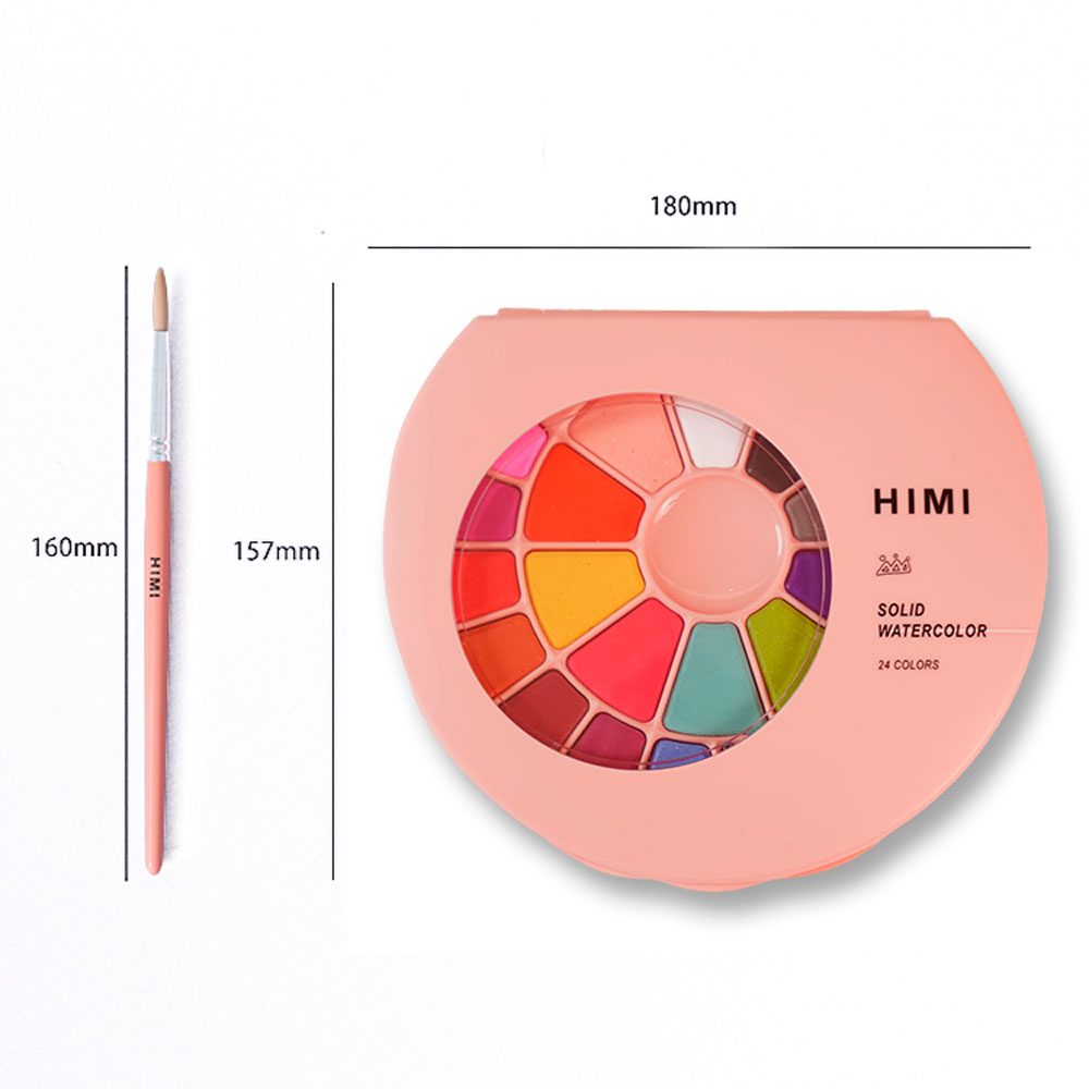 Набор красок акварельных "Himi Miya", 24 цветов, кюветы, розовый футляр