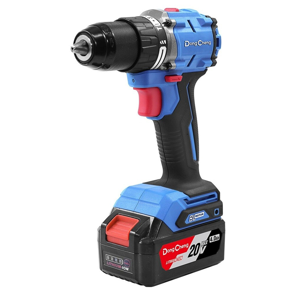 Дрель-шуруповерт "DongCheng" аккум., бесщеточная 20В, 850Вт, 120Нм, аккум. 4.0Ач*2, з/у 4А, тип EM