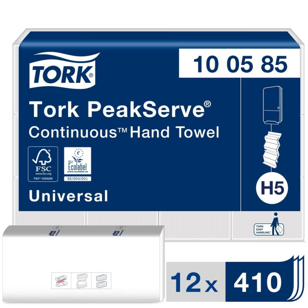 Полотенца бумажные "Tork PeakServe Universal", листовые с непрерывной подачей, Н5, 410 листов (100585-38) - 3