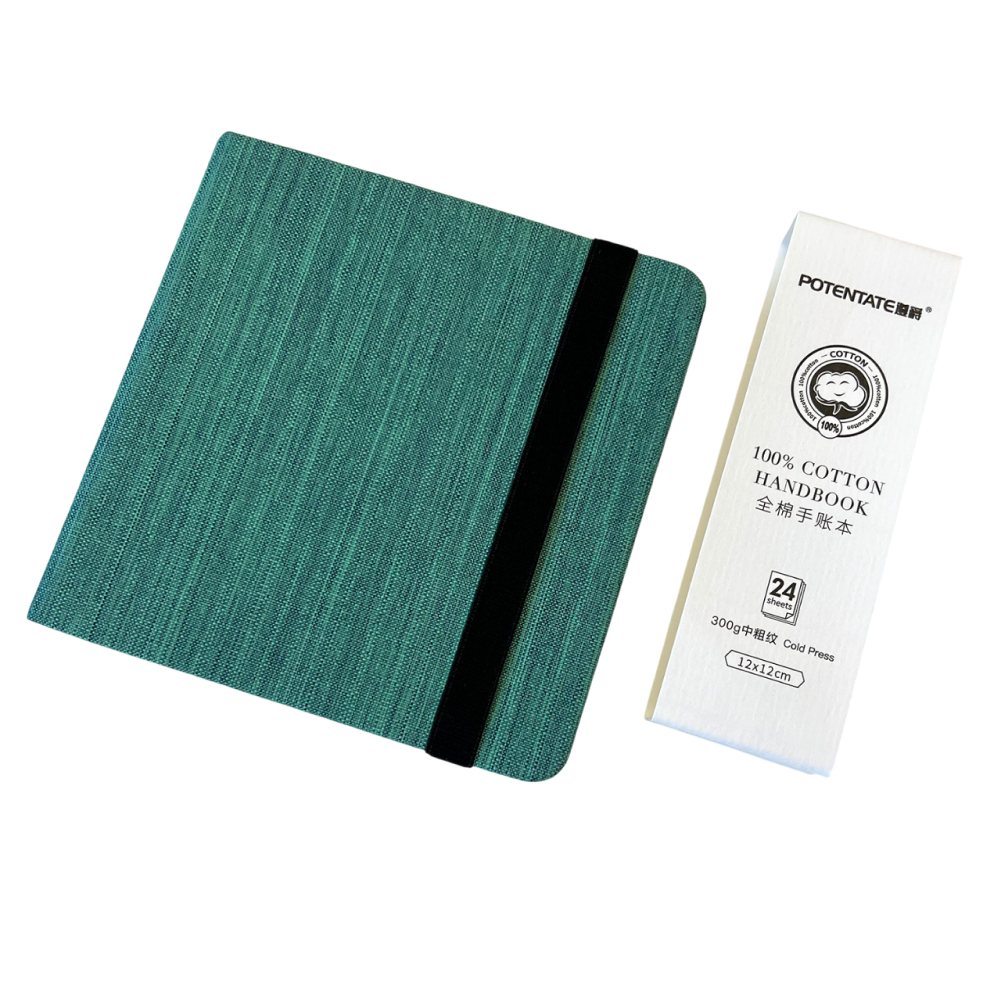 Cкетчбук для акварели "Potentate", горячий пресс, 12х12 см, 300 г/м2, 24 листа, мятный - 2