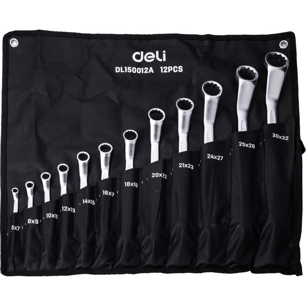 Набор ключей накидных изогнутых Deli YS EDL150012A