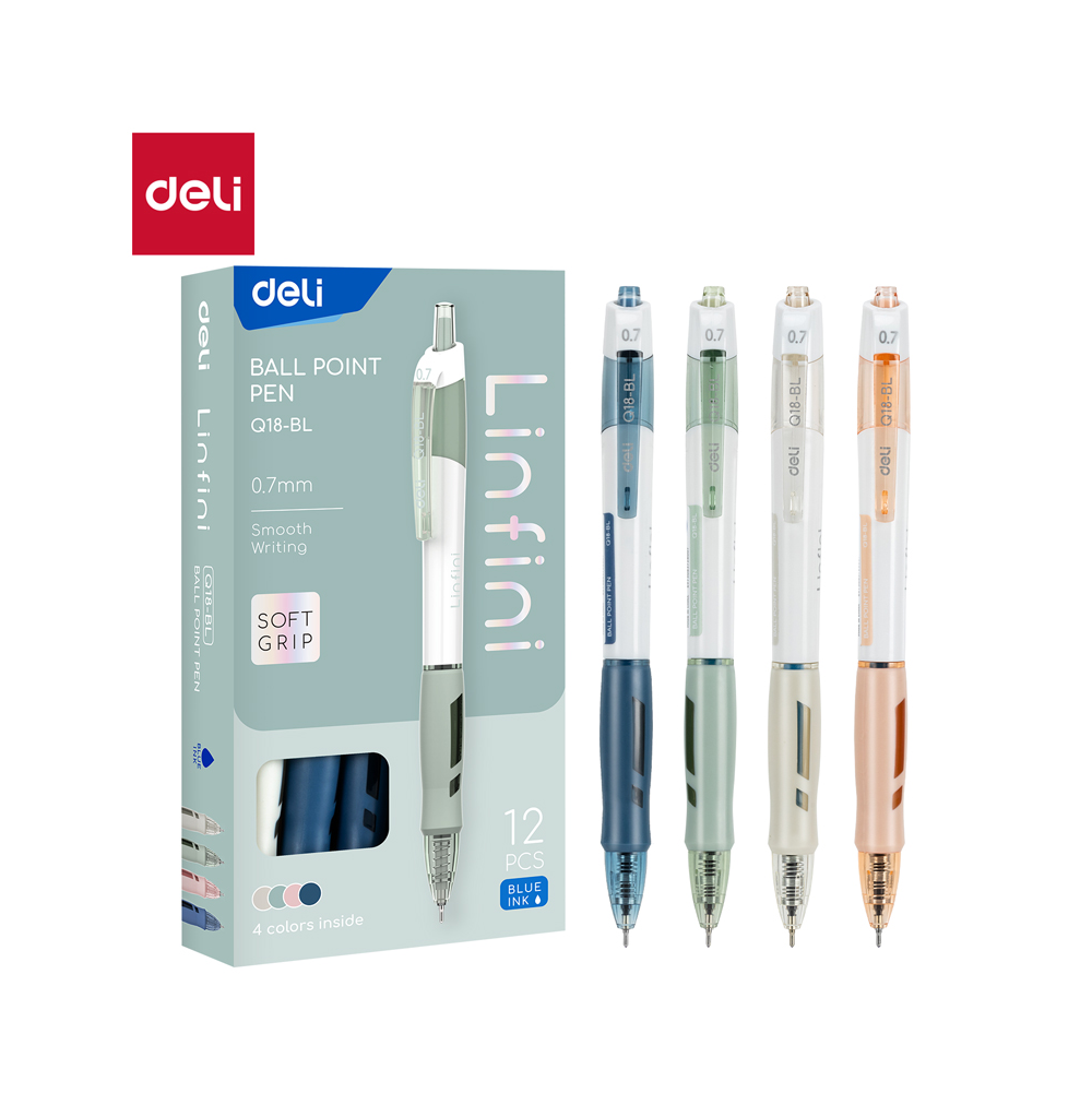 Ручка шариковая автоматическая Deli "Linfini", 0.7 мм, ассорти, стерж. синий.