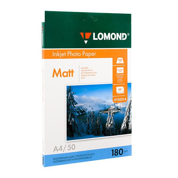 Фотобумага матовая для струйной фотопечати "Lomond", А4, 50 листов, 180 г/м2